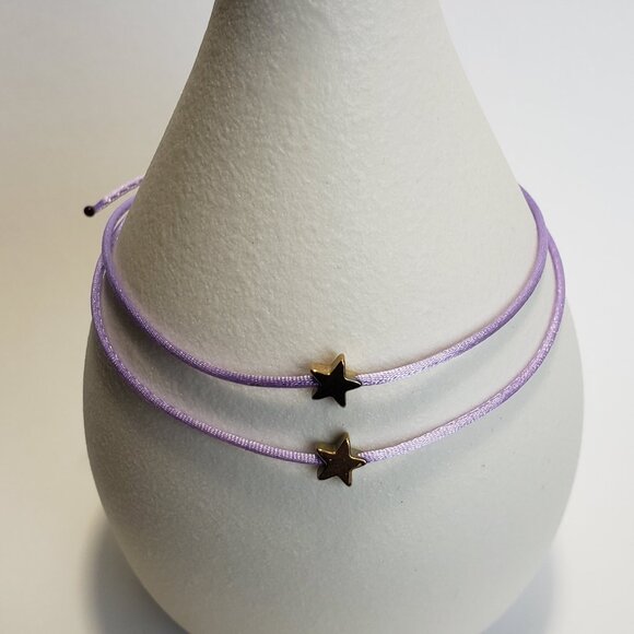 SET of 2 LUCKY STAR Lavender String Kabbalah Tibetan Buddhist Adjustable BRACELE - Picture 5 of 6